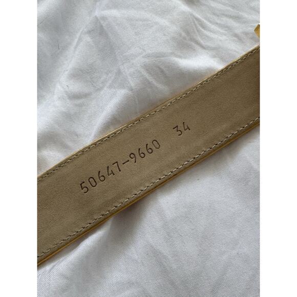 Vintage Escada Yellow Patent Leather Women\'s Belt Size 34 Logo Buckle